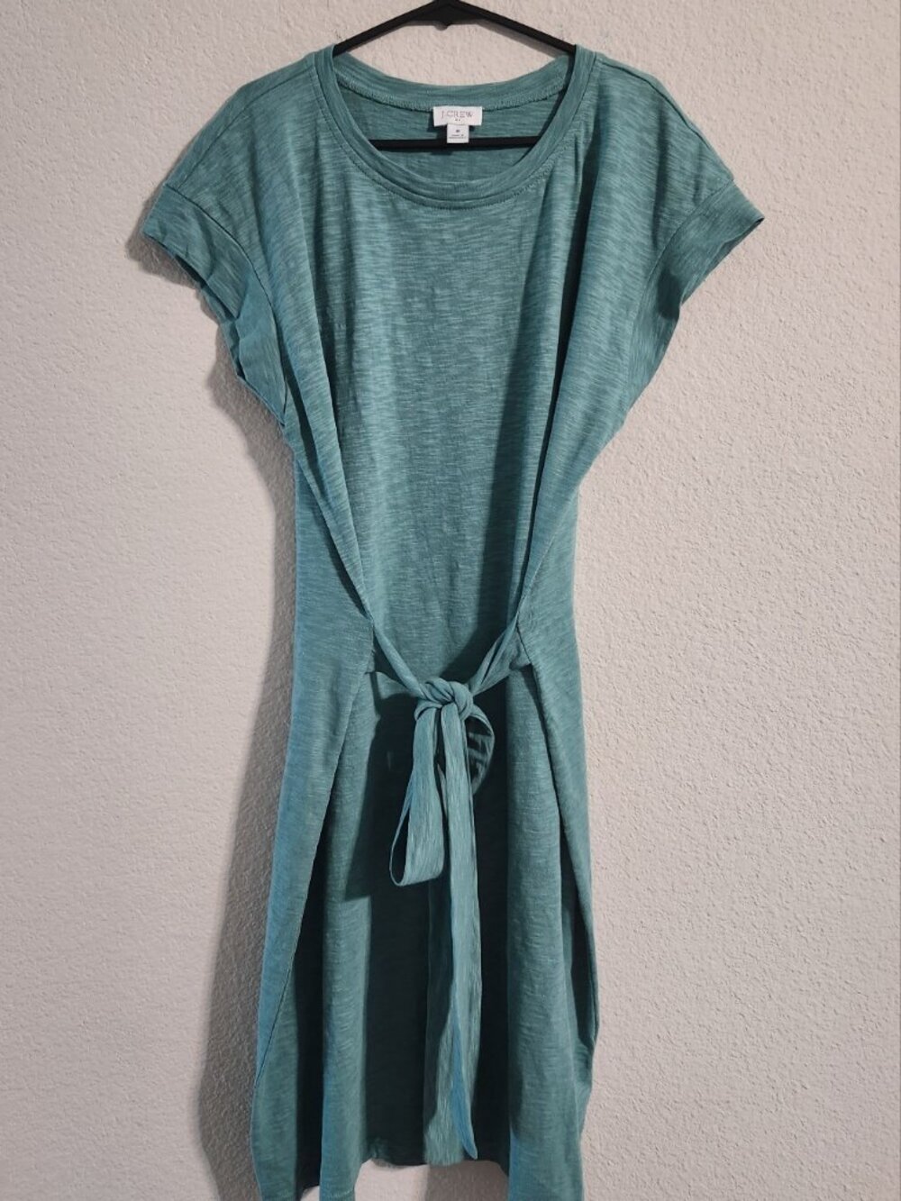 J. Crew Knit Tie-waist Mini T-shirt Dress Heather Green size medium Style CL193